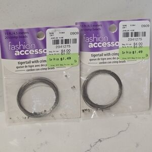 2Pk 15ft/4.5meter Silver Jewelry Wire & 20 Crimp Beads